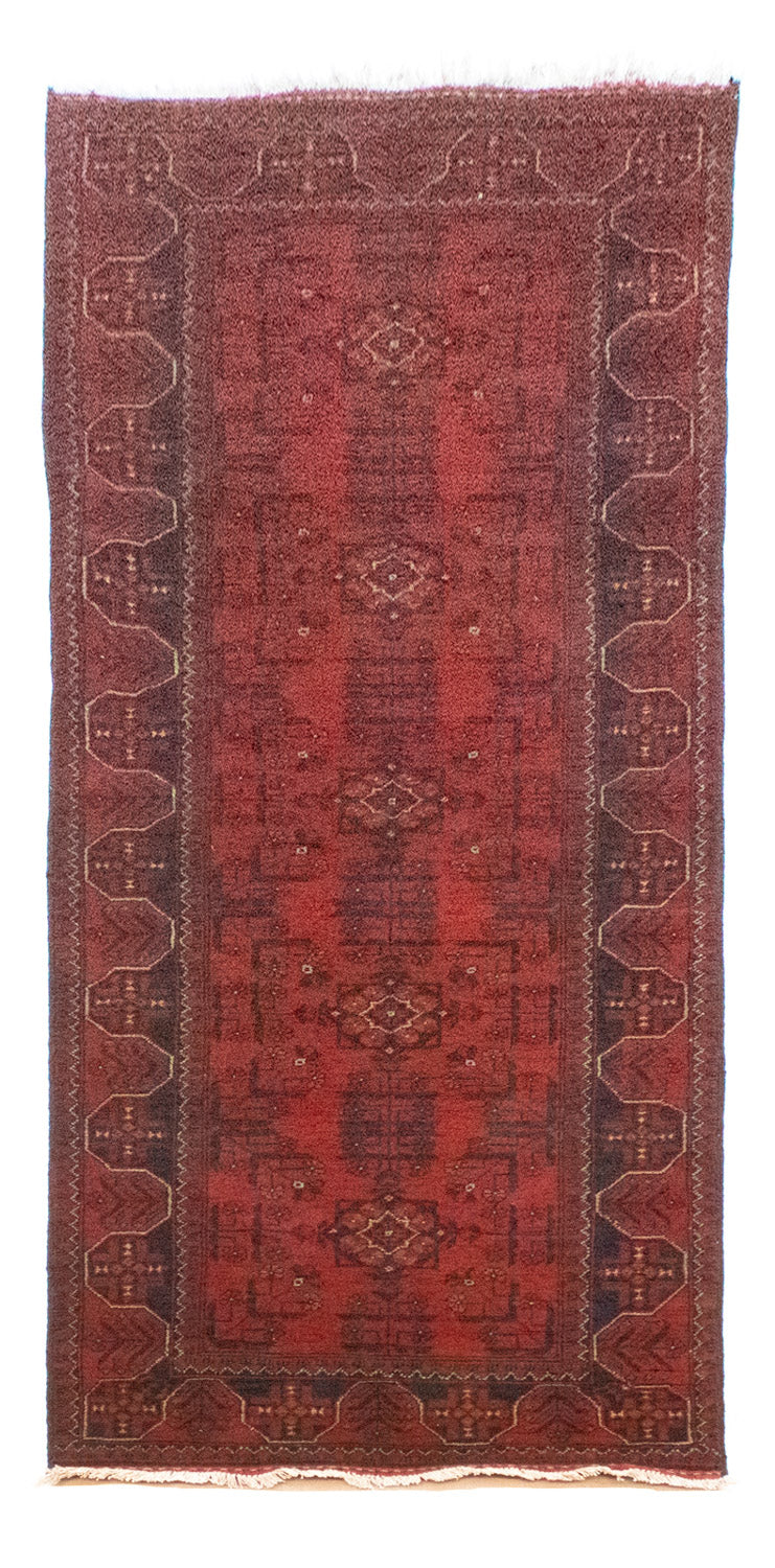 Loper Afghaans tapijt - Kunduz - 285 x 80 cm - rood