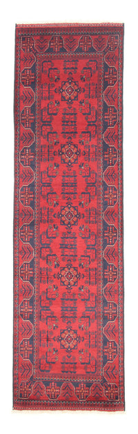 Loper Afghaans tapijt - Kunduz - 297 x 79 cm - rood
