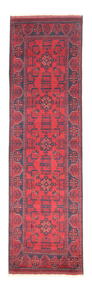 Loper Afghaans tapijt - Kunduz - 297 x 79 cm - rood