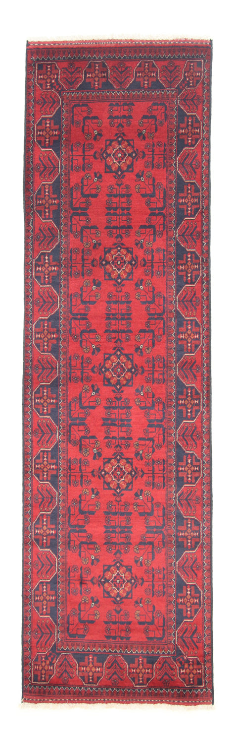 Loper Afghaans tapijt - Kunduz - 297 x 79 cm - rood