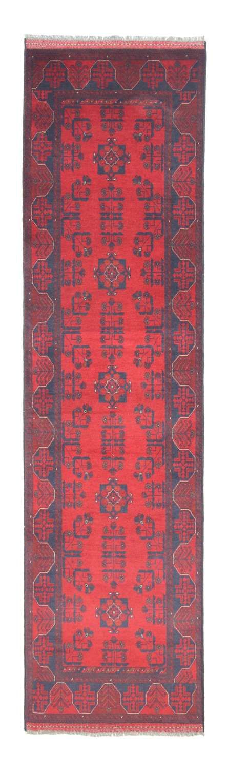 Loper Afghaans tapijt - Kunduz - 289 x 77 cm - rood