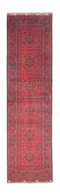 Loper Afghaans tapijt - Kunduz - 302 x 78 cm - rood