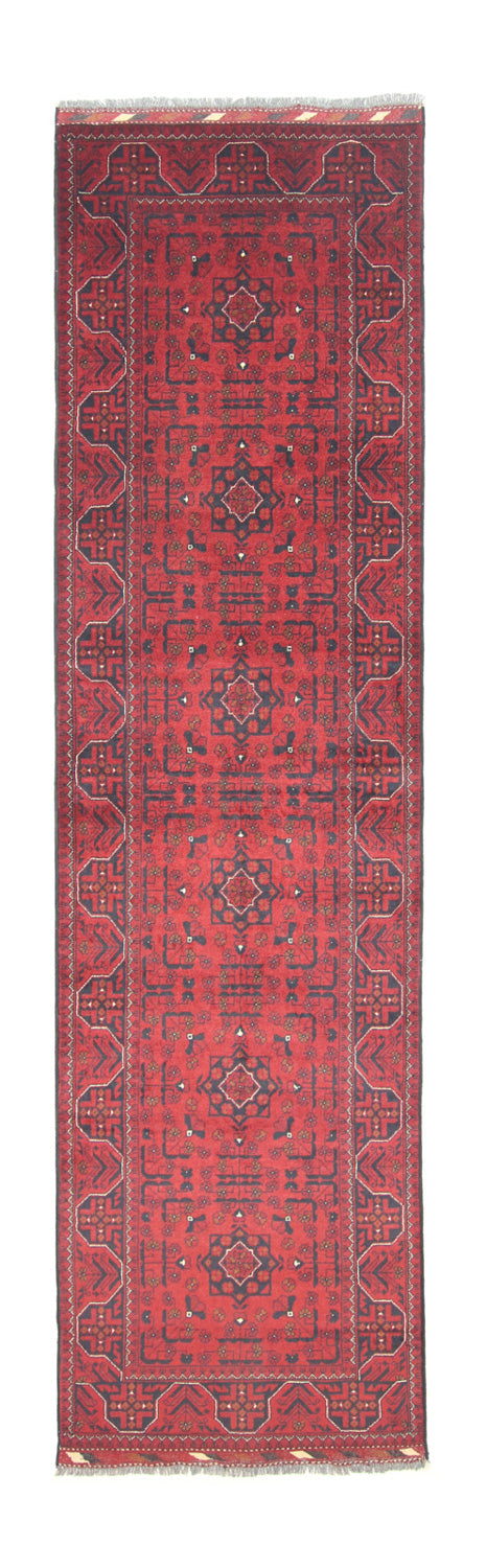 Loper Afghaans tapijt - Kunduz - 302 x 78 cm - rood