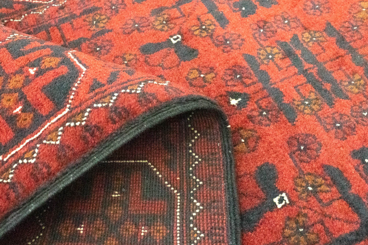 Loper Afghaans tapijt - Kunduz - 302 x 78 cm - rood