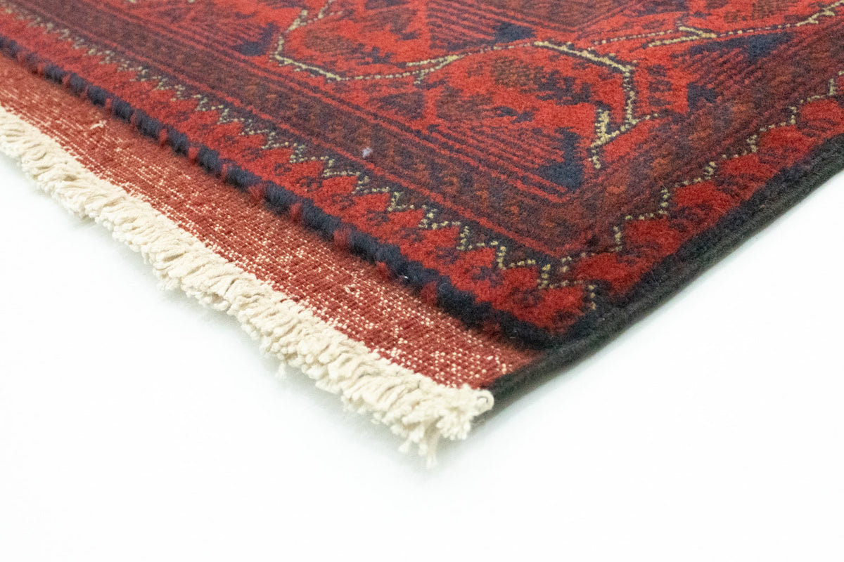 Loper Afghaans tapijt - Kunduz - 296 x 84 cm - donkerrood