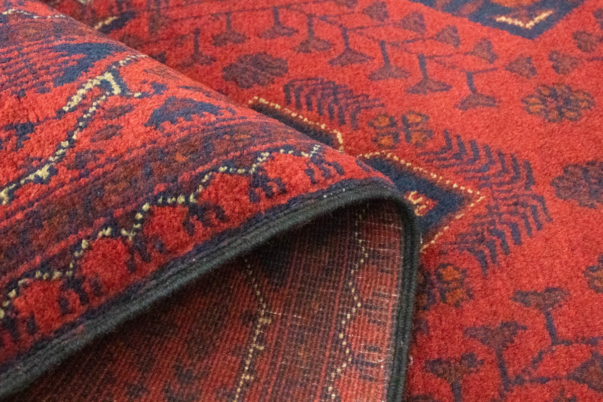 Loper Afghaans tapijt - Kunduz - 296 x 84 cm - donkerrood