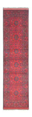 Loper Afghaans tapijt - Kunduz - 297 x 74 cm - rood