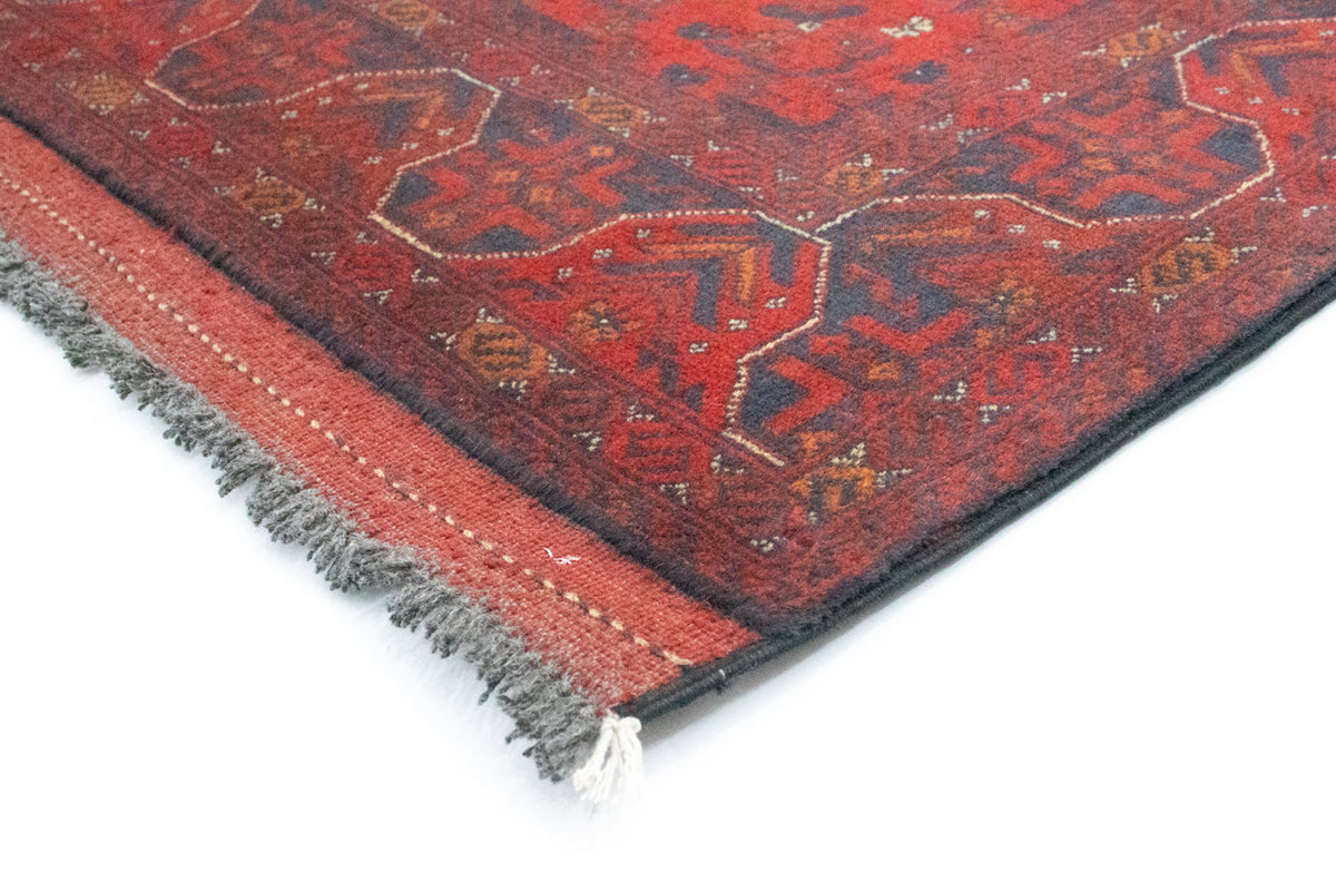 Loper Afghaans tapijt - Kunduz - 297 x 74 cm - rood