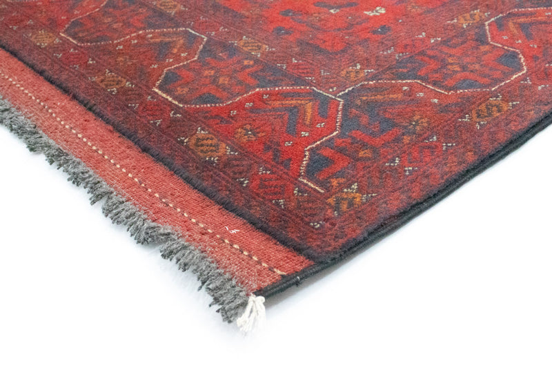 Loper Afghaans tapijt - Kunduz - 297 x 74 cm - rood