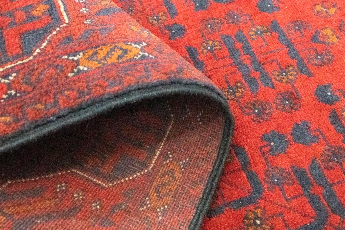 Loper Afghaans tapijt - Kunduz - 297 x 74 cm - rood