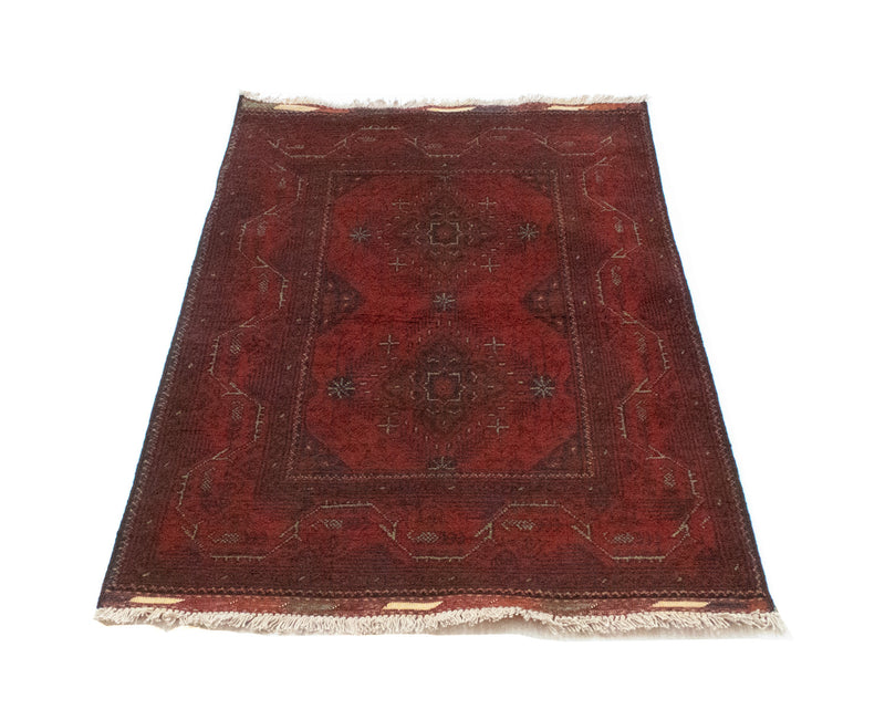 Afghaans tapijt - Kunduz - 123 x 75 cm - donkerrood