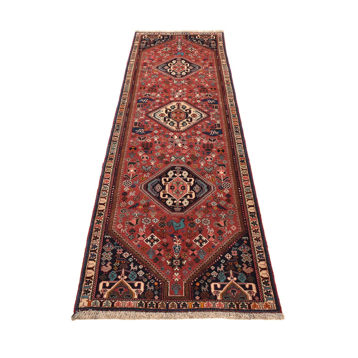 Loper Gabbeh Tapijt - Kashkuli Perzisch - 296 x 80 cm - rood