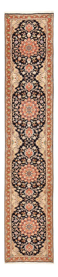 Loper Perzisch tapijt - Tabriz - Royal - 380 x 75 cm - donkerblauw