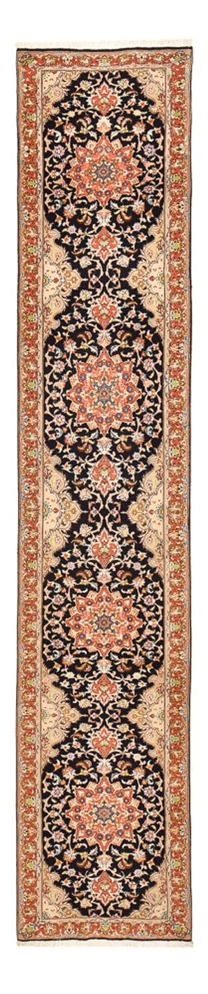Loper Perzisch tapijt - Tabriz - Royal - 380 x 75 cm - donkerblauw