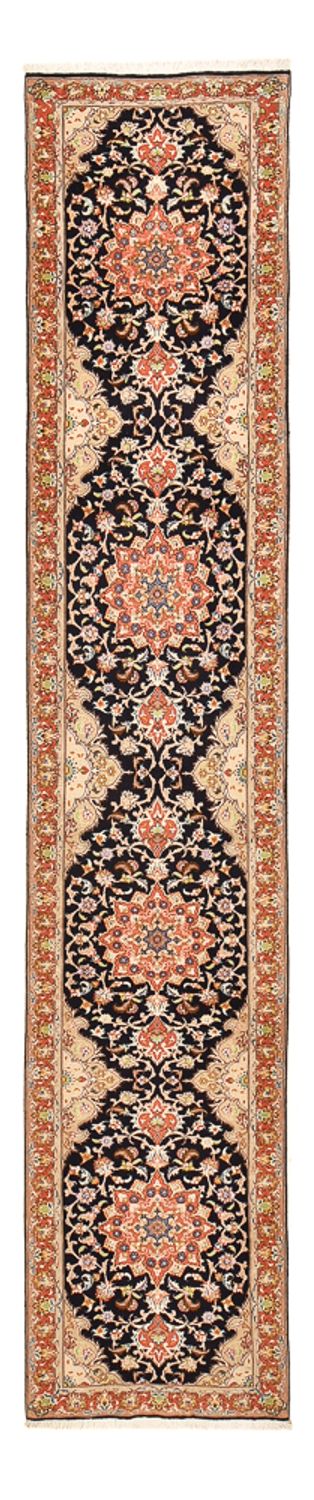 Loper Perzisch tapijt - Tabriz - Royal - 380 x 75 cm - donkerblauw