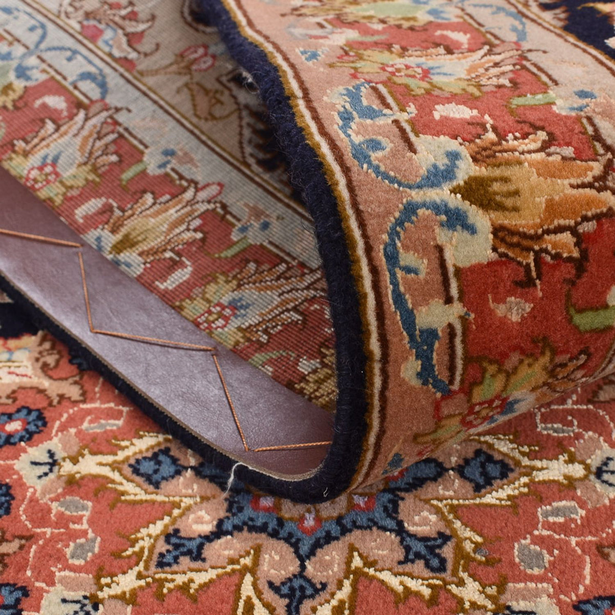 Loper Perzisch tapijt - Tabriz - Royal - 380 x 75 cm - donkerblauw