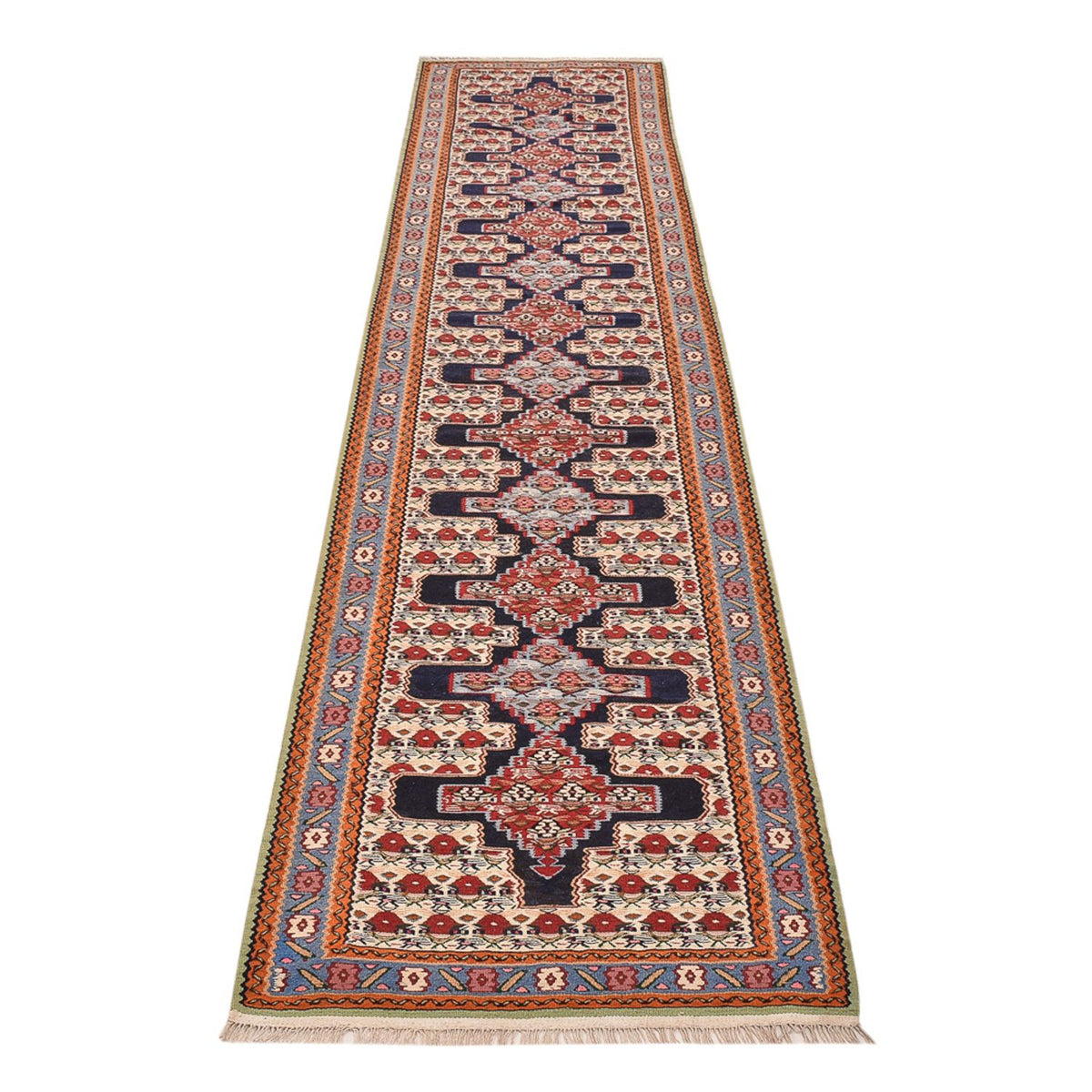 Loper Kelim tapijt - Oosters - 415 x 85 cm - donkerblauw