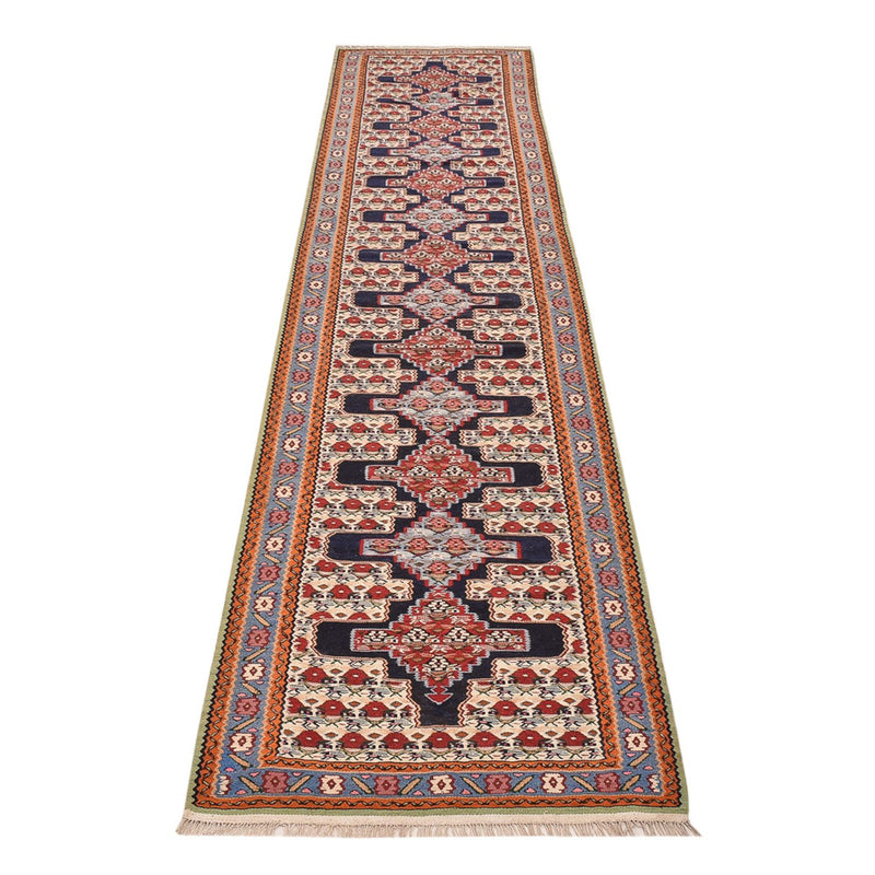 Loper Kelim tapijt - Oosters - 415 x 85 cm - donkerblauw
