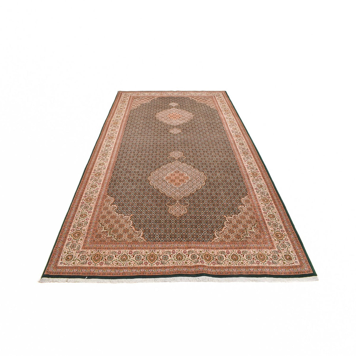 Loper Perzisch tapijt - Tabriz - Royal - 404 x 200 cm - zand