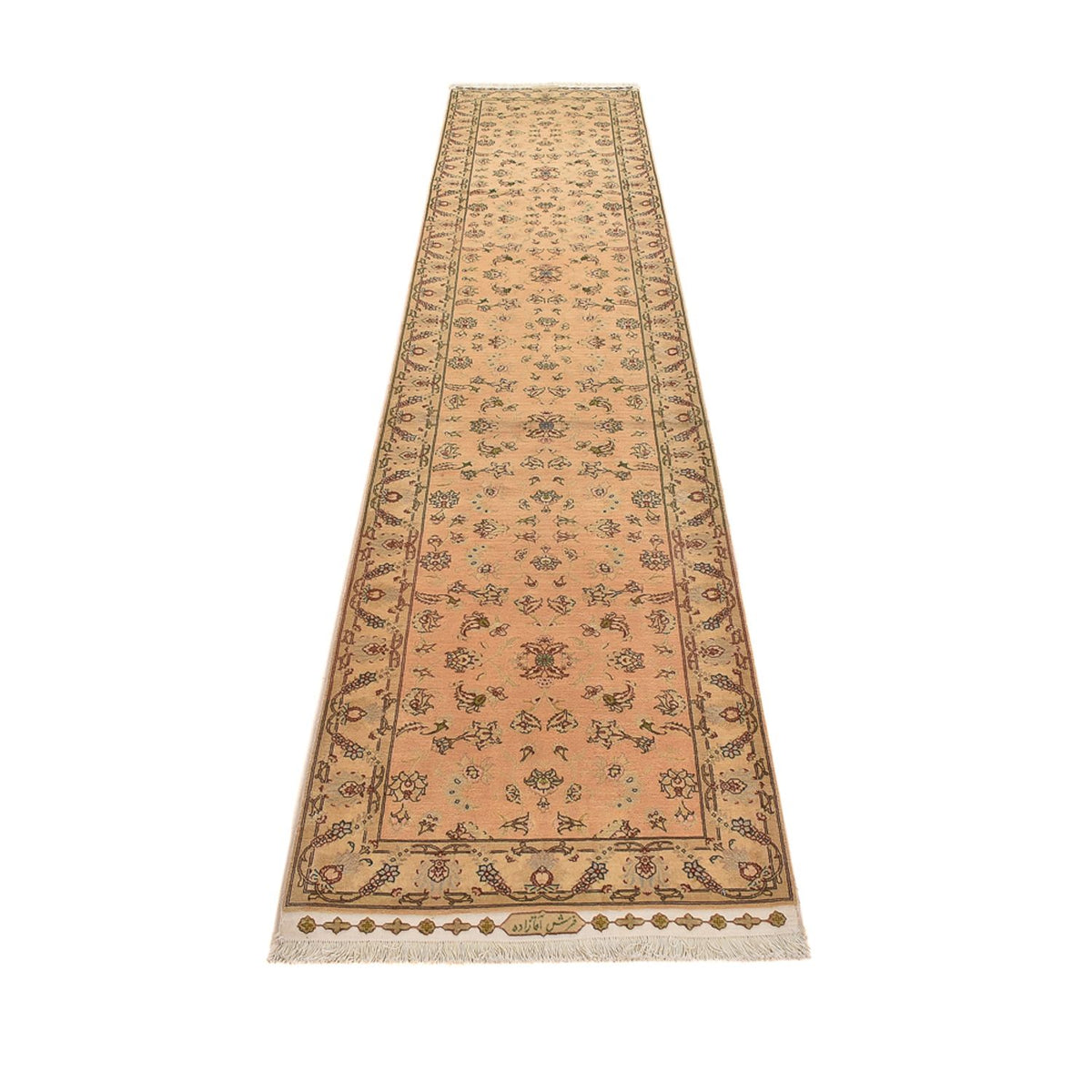Loper Perzisch tapijt - Tabriz - Royal - 378 x 78 cm - beige