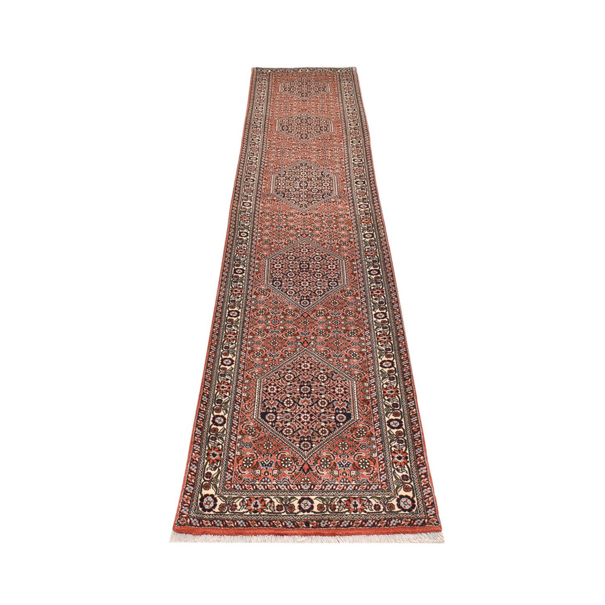 Loper Perzisch tapijt - Bijar - 380 x 69 cm - terracotta