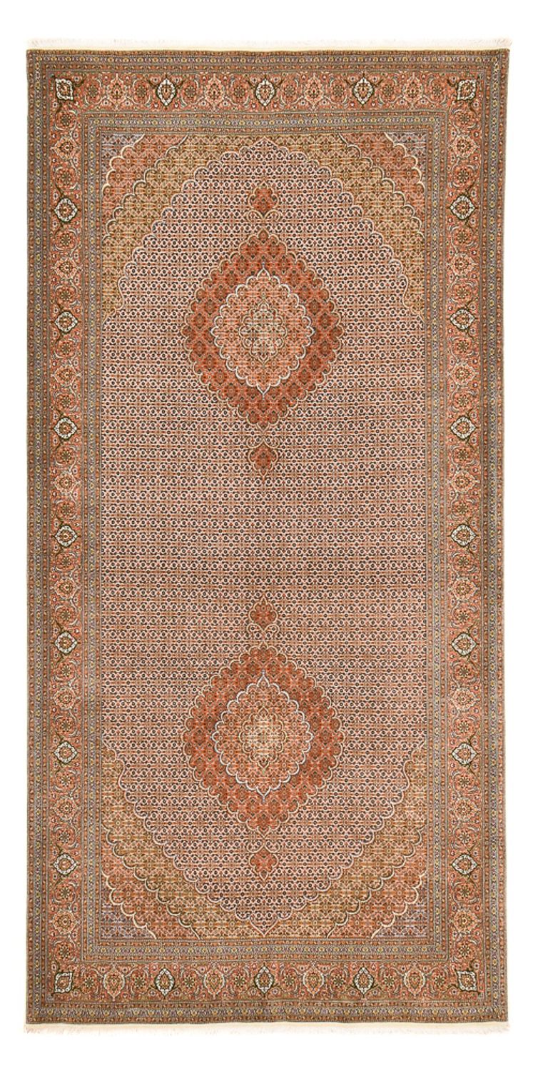 Loper Perzisch tapijt - Tabriz - Royal - 403 x 200 cm - lichtbruin