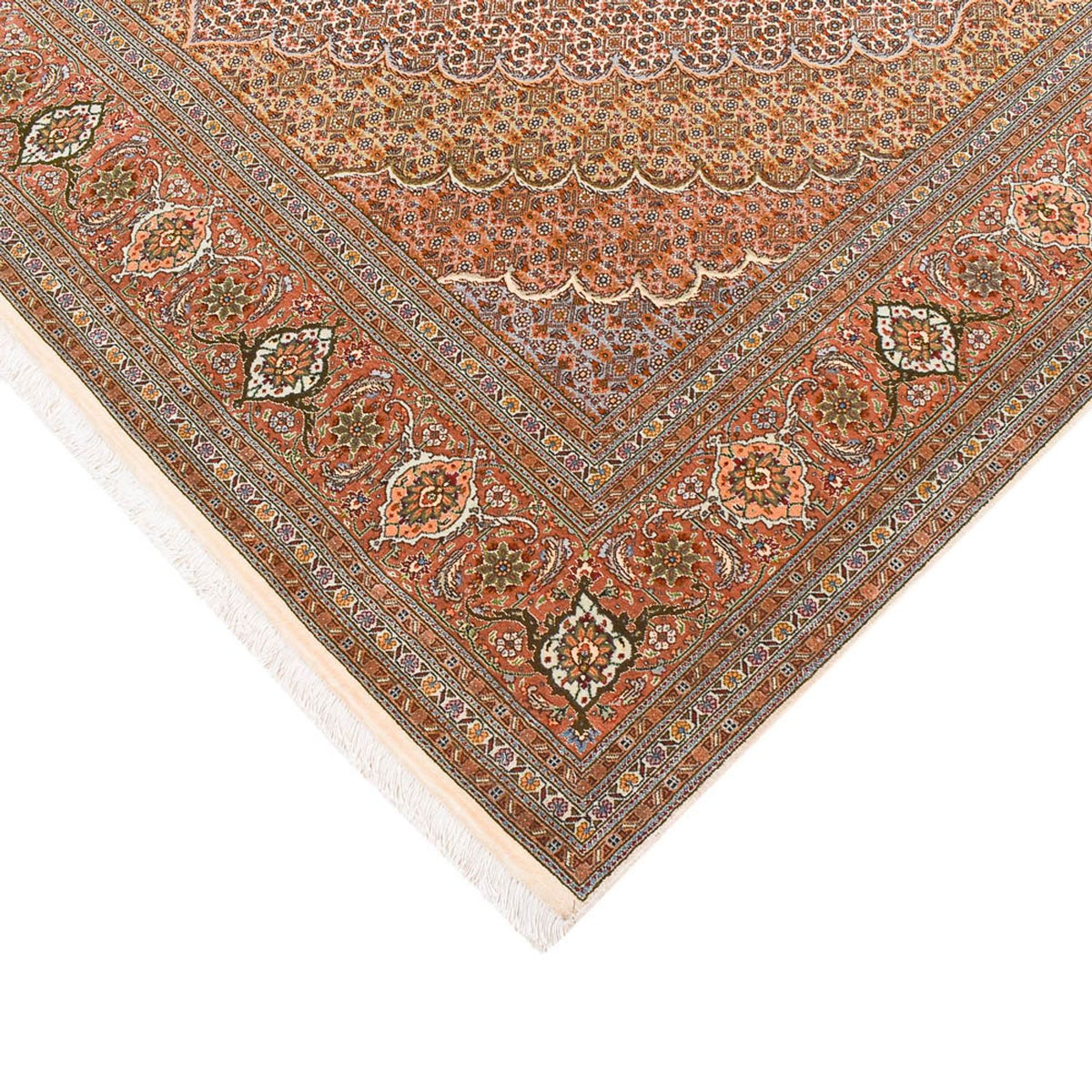 Loper Perzisch tapijt - Tabriz - Royal - 403 x 200 cm - lichtbruin