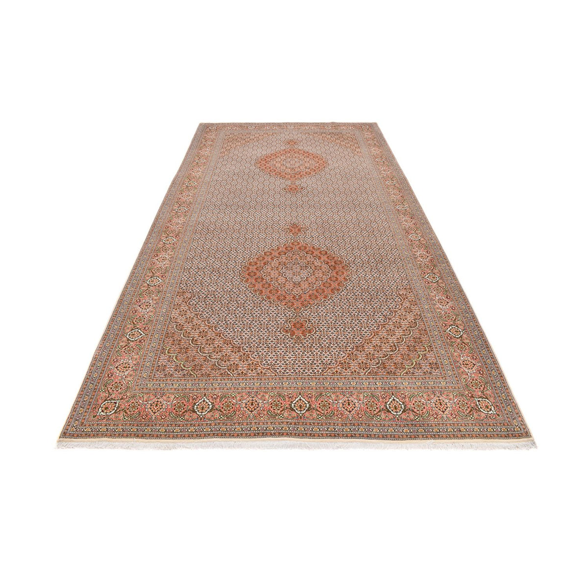 Loper Perzisch tapijt - Tabriz - Royal - 408 x 201 cm - lichtbruin