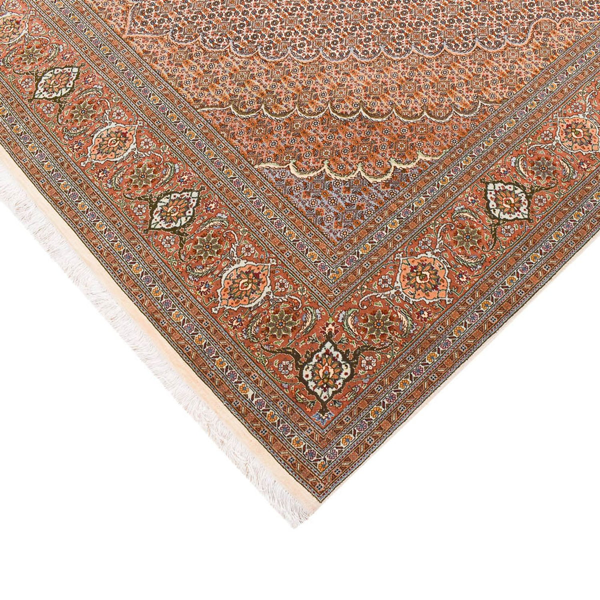 Loper Perzisch tapijt - Tabriz - Royal - 407 x 201 cm - lichtbruin