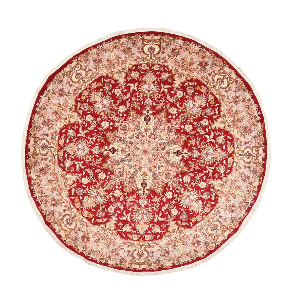 Perzisch tapijt - Tabriz - Premium rond  - 200 x 200 cm - rood