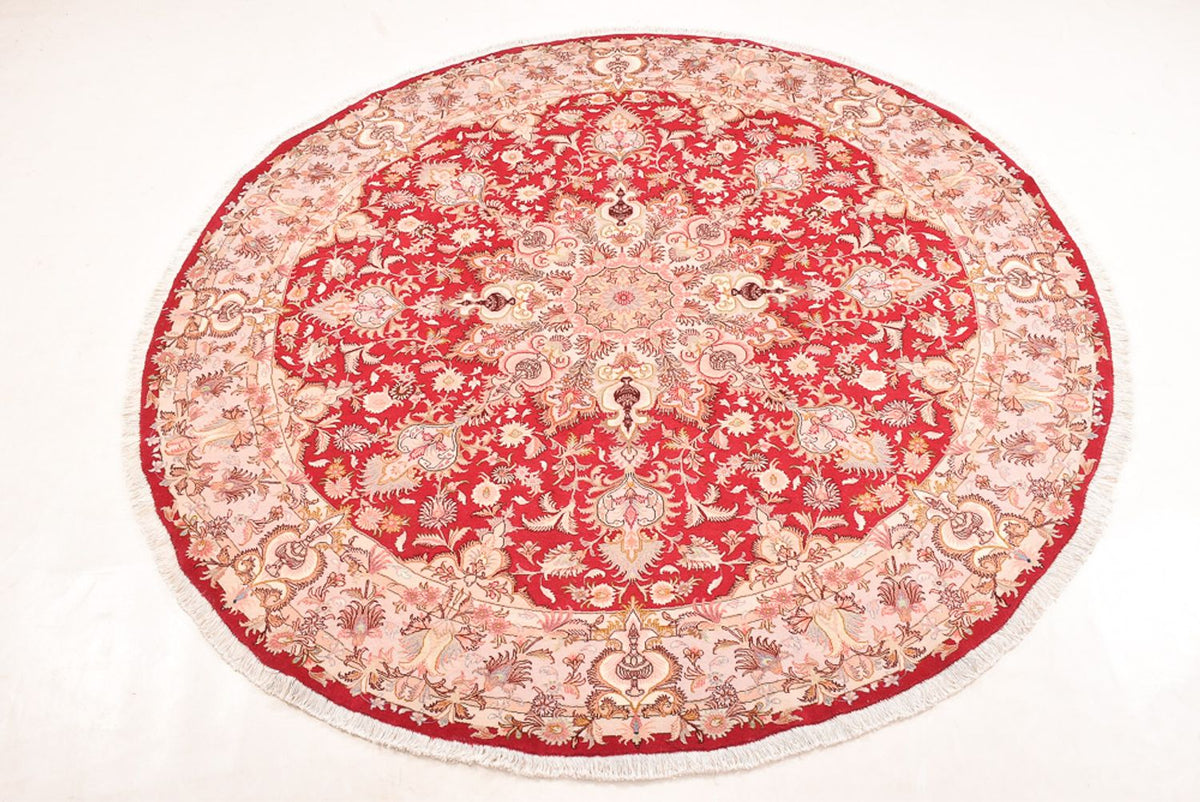 Perzisch tapijt - Tabriz - Premium rond  - 200 x 200 cm - rood