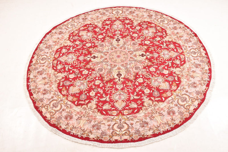 Perzisch tapijt - Tabriz - Premium rond  - 200 x 200 cm - rood
