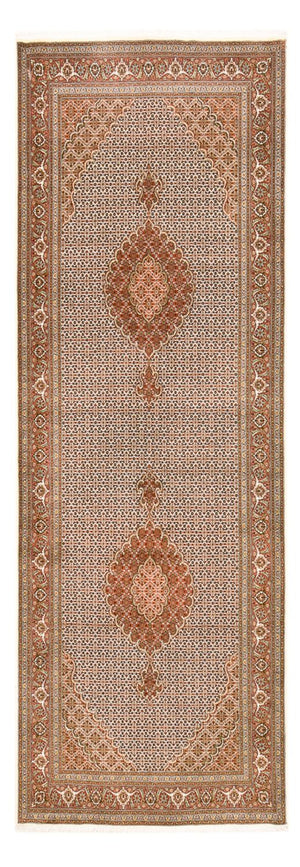 Loper Perzisch tapijt - Tabriz - Royal - 404 x 150 cm - lichtbruin