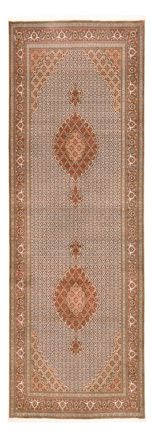 Loper Perzisch tapijt - Tabriz - Royal - 404 x 150 cm - lichtbruin