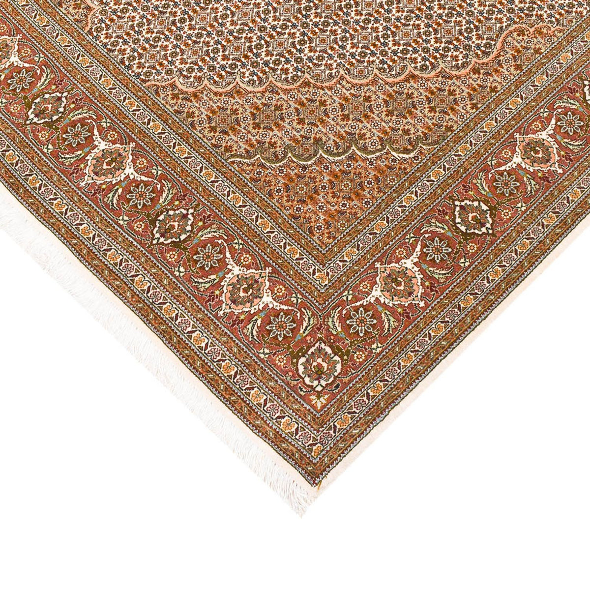 Loper Perzisch tapijt - Tabriz - Royal - 404 x 150 cm - lichtbruin