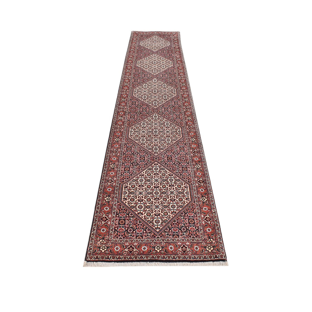 Loper Perzisch tapijt - Bijar - 394 x 73 cm - bruin