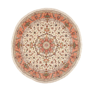 Perzisch tapijt - Tabriz - Premium rond  - 200 x 200 cm - crème