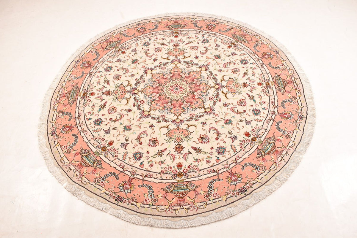 Perzisch tapijt - Tabriz - Premium rond  - 200 x 200 cm - crème