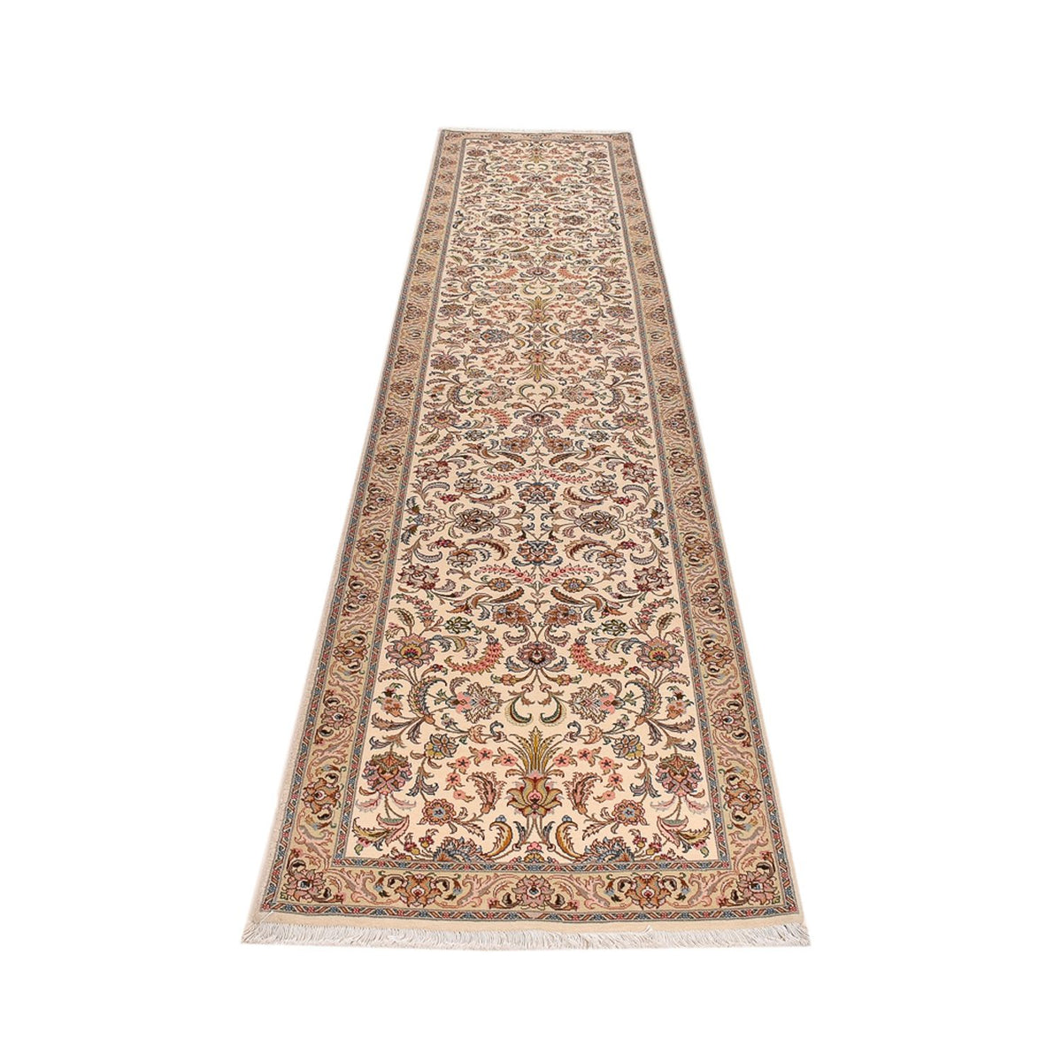 Loper Perzisch tapijt - Tabriz - Royal - 405 x 84 cm - beige