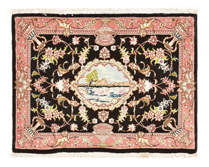 Perzisch tapijt - Tabriz - Royal - 72 x 55 cm - donkerblauw