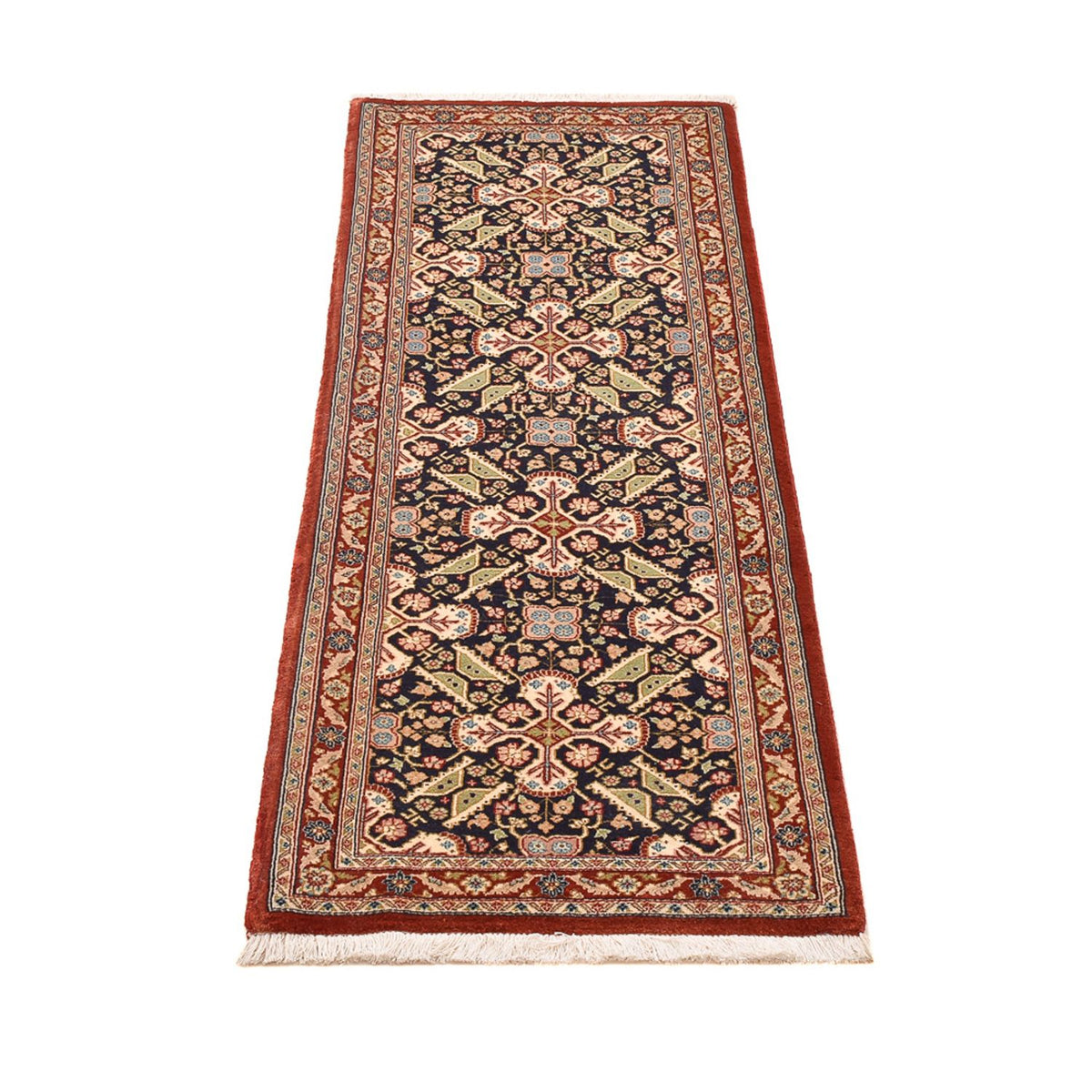 Loper Perzisch tapijt - Ghom - Koninklijk - 150 x 54 cm - donker beige