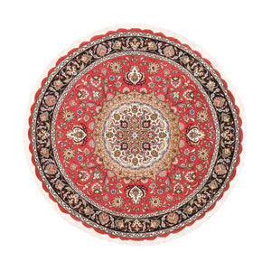 Perzisch tapijt - Tabriz - Royal rond  - 150 x 150 cm - rood