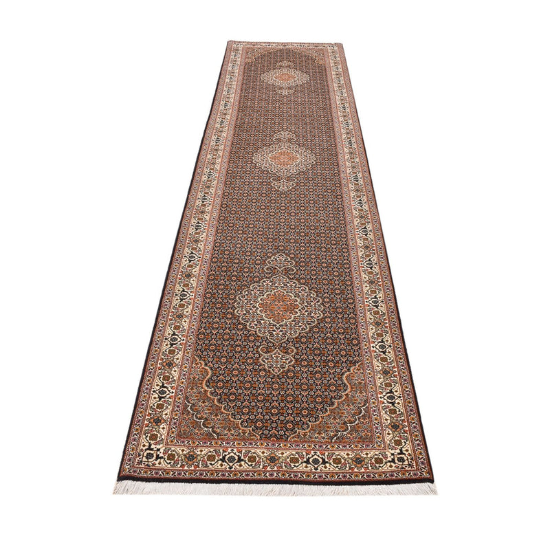 Loper Perzisch tapijt - Tabriz - Royal - 392 x 67 cm - donker beige
