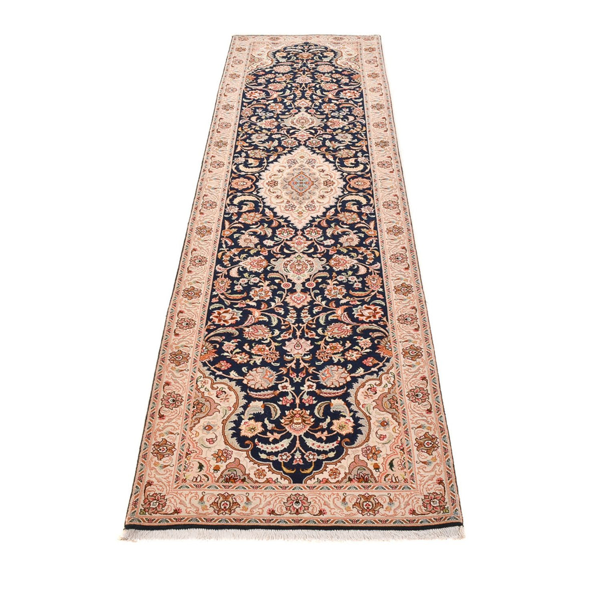 Loper Perzisch tapijt - Tabriz - Royal - 310 x 83 cm - donkerblauw