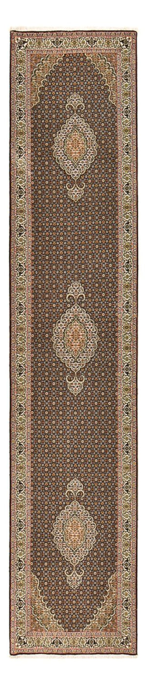 Loper Perzisch tapijt - Tabriz - Royal - 396 x 82 cm - donker beige