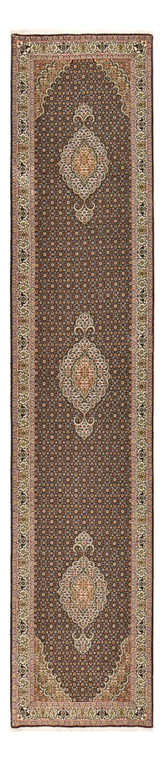 Loper Perzisch tapijt - Tabriz - Royal - 396 x 82 cm - donker beige