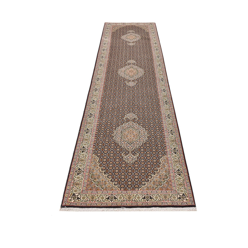 Loper Perzisch tapijt - Tabriz - Royal - 396 x 82 cm - donker beige