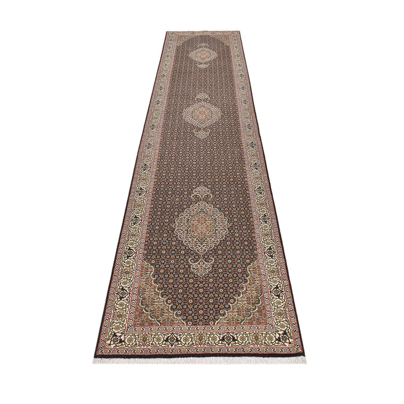 Loper Perzisch tapijt - Tabriz - Royal - 390 x 82 cm - donker beige