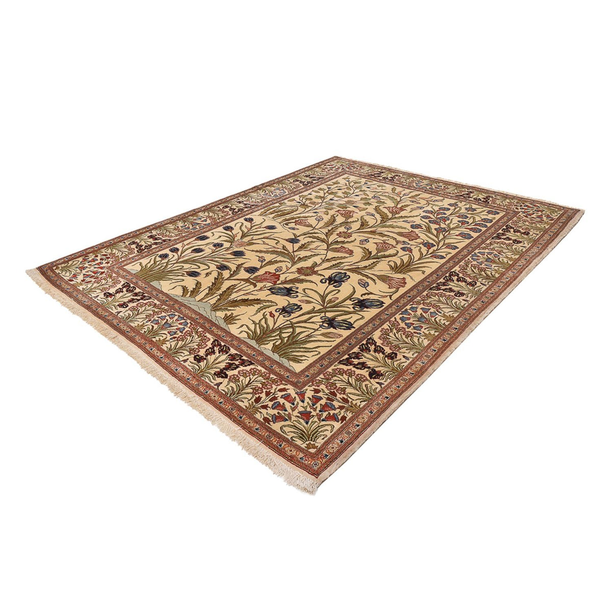 Perzisch tapijt - Ghom - Koninklijk - 202 x 136 cm - licht beige