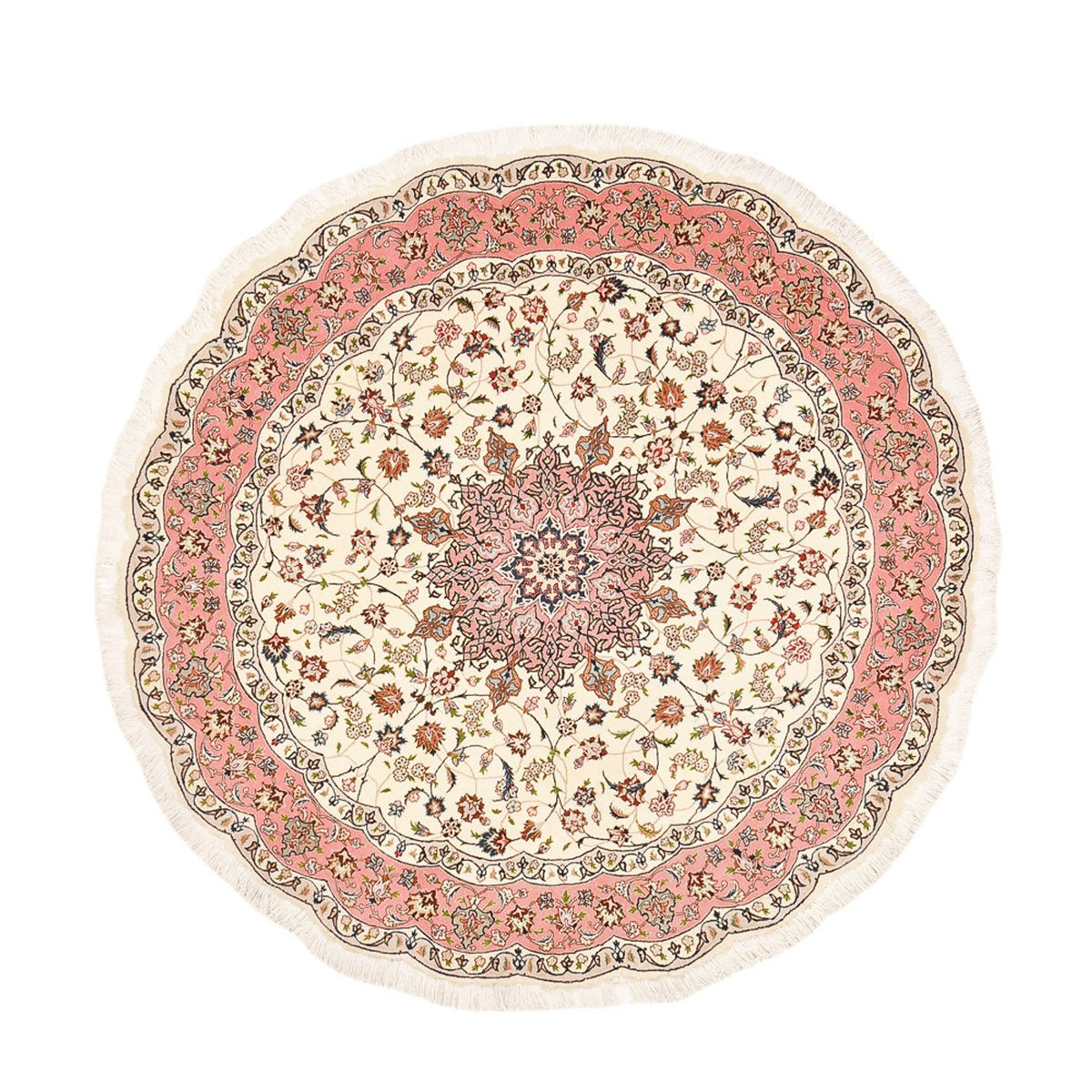 Perzisch tapijt - Tabriz - Royal rond  - 200 x 200 cm - crème